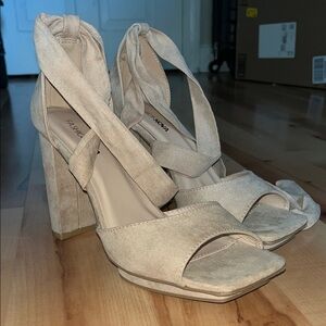 Fashion Nova Suede Lace-Up Heels